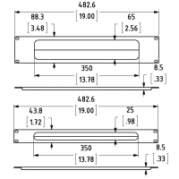 PENN ELCOM R1268/1UK-PBS panel rack szczotkowy, z przelotem